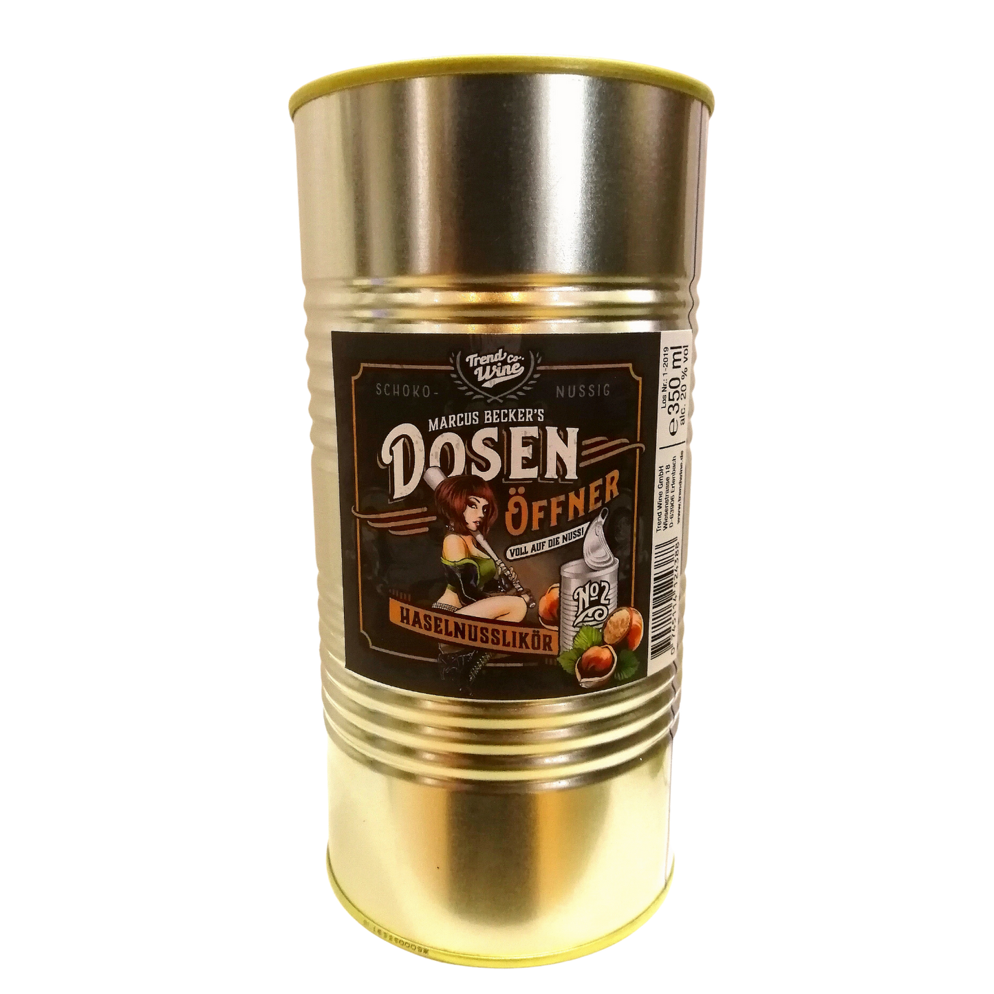 Dosenöffner Haselnuss-Likör - 0,35l Flasche in der Geschenkdose (20% vol.)