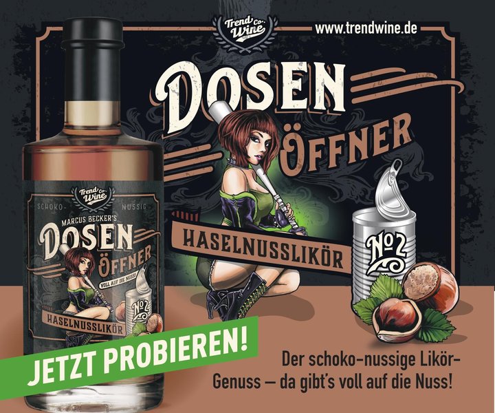 Likör Duo klein: Dosenöffner Haselnuss und Pfirsich-Likör  (je 0,35l Flasche)